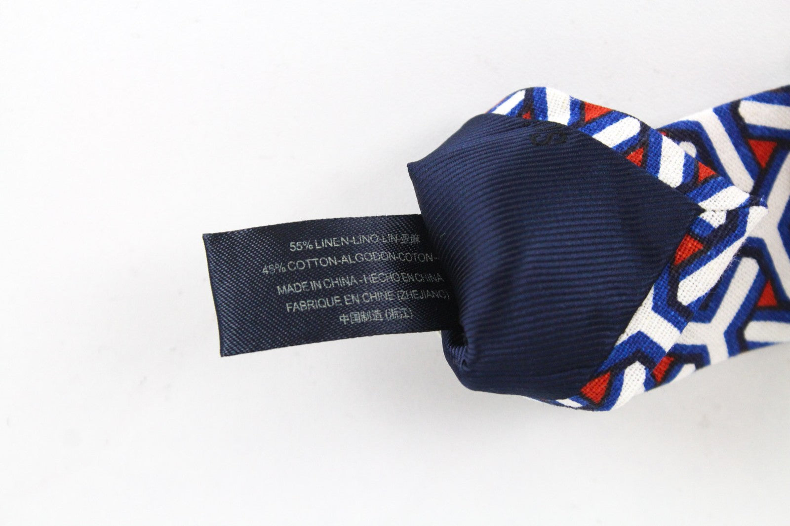 SUITSUPPLY Men Tie 148 x 8 cm Linen Cotton Blend Blue Formal Knit Graphic Print