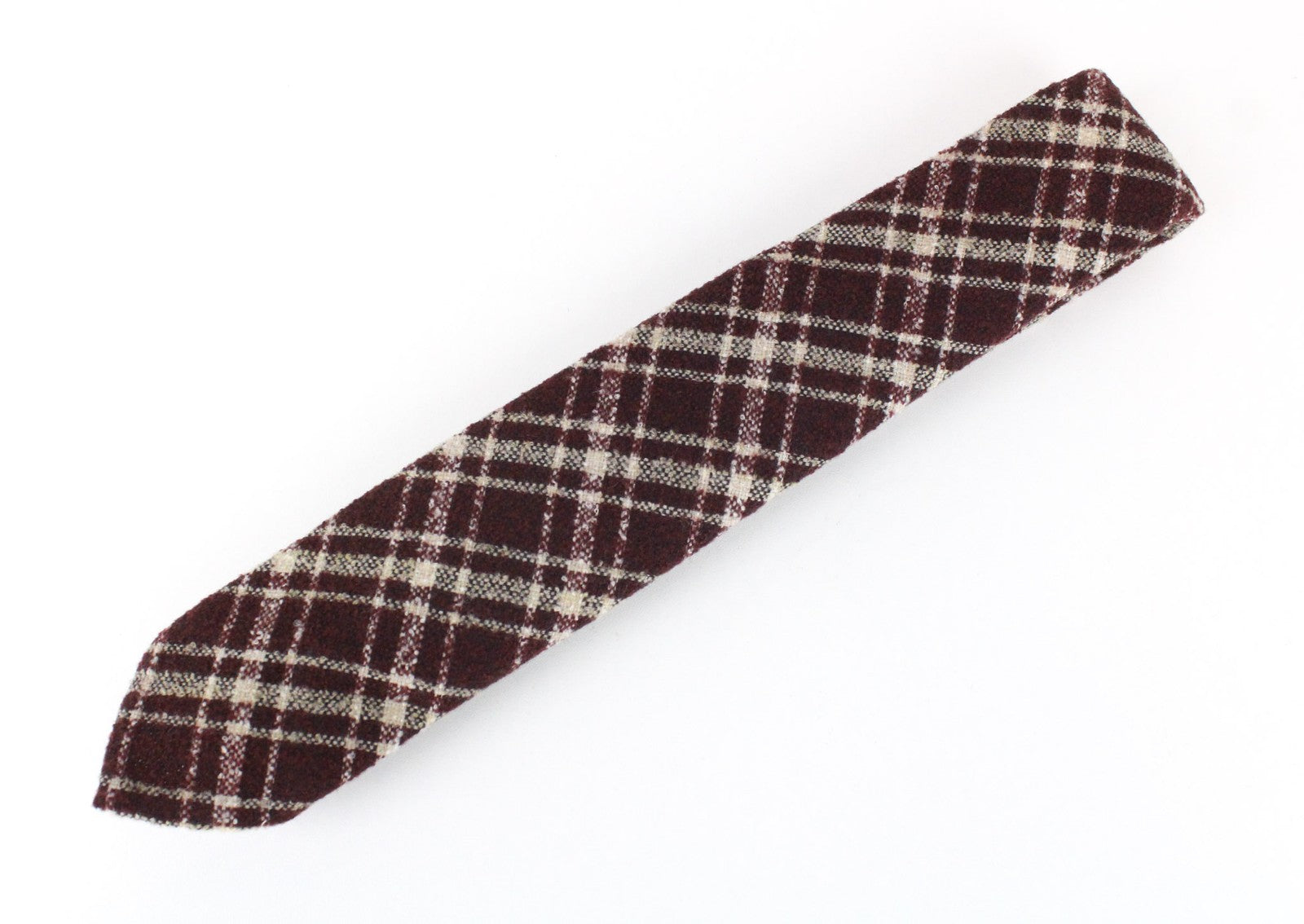 SUITSUPPLY Men Tie ~150 x 8 cm Wine Red Formal Knitted Plaid Check Wool Blend