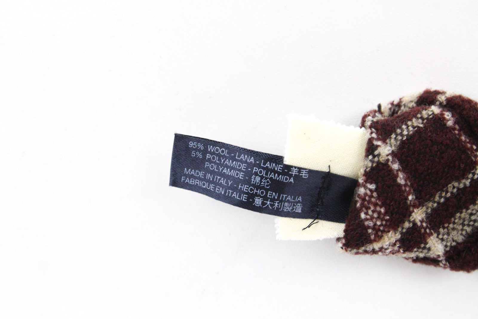 SUITSUPPLY Men Tie ~150 x 8 cm Wine Red Formal Knitted Plaid Check Wool Blend