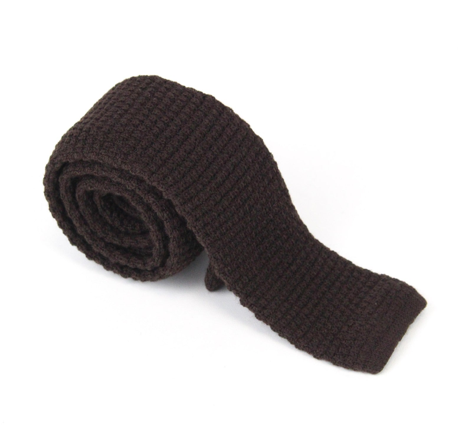 SUITSUPPLY Men Tie ~150 x 6.5 cm Brown Formal Knitted Pure Wool Skinny Textured