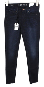 DENHAM Sharp Women Jeans W24/L30 Dark Blue Stretch Skinny Fit Zipped Classic