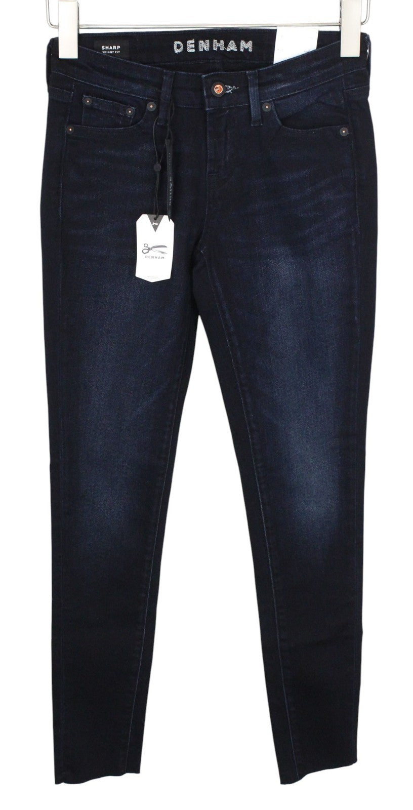 DENHAM Sharp Women Jeans W24/L30 Dark Blue Stretch Skinny Fit Zipped Classic