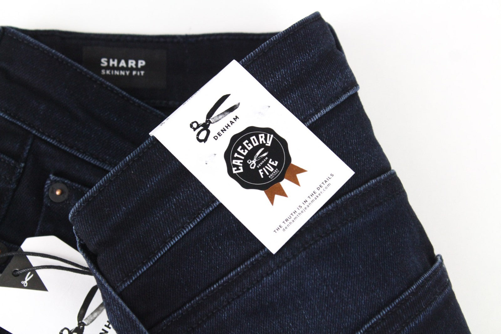 DENHAM Sharp Women Jeans W24/L30 Dark Blue Stretch Skinny Fit Zipped Classic