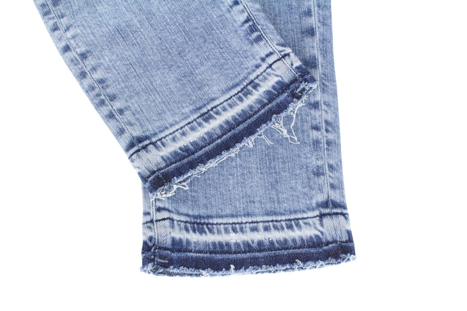 DENHAM Heidi Women Jeans W25/L30 High-Rise Raw Hems Blue Stretch Straight Fit