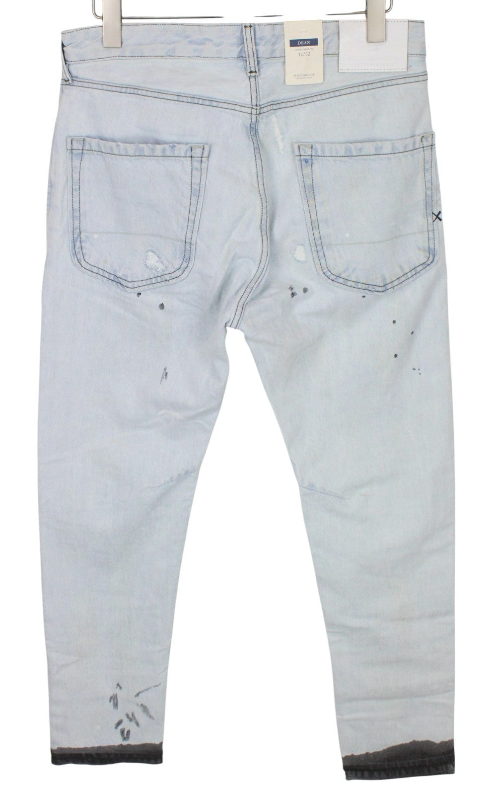 SCOTCH & SODA Dean Men Jeans W32/L32 Blue Stretch Distressed Loose Taper Fit