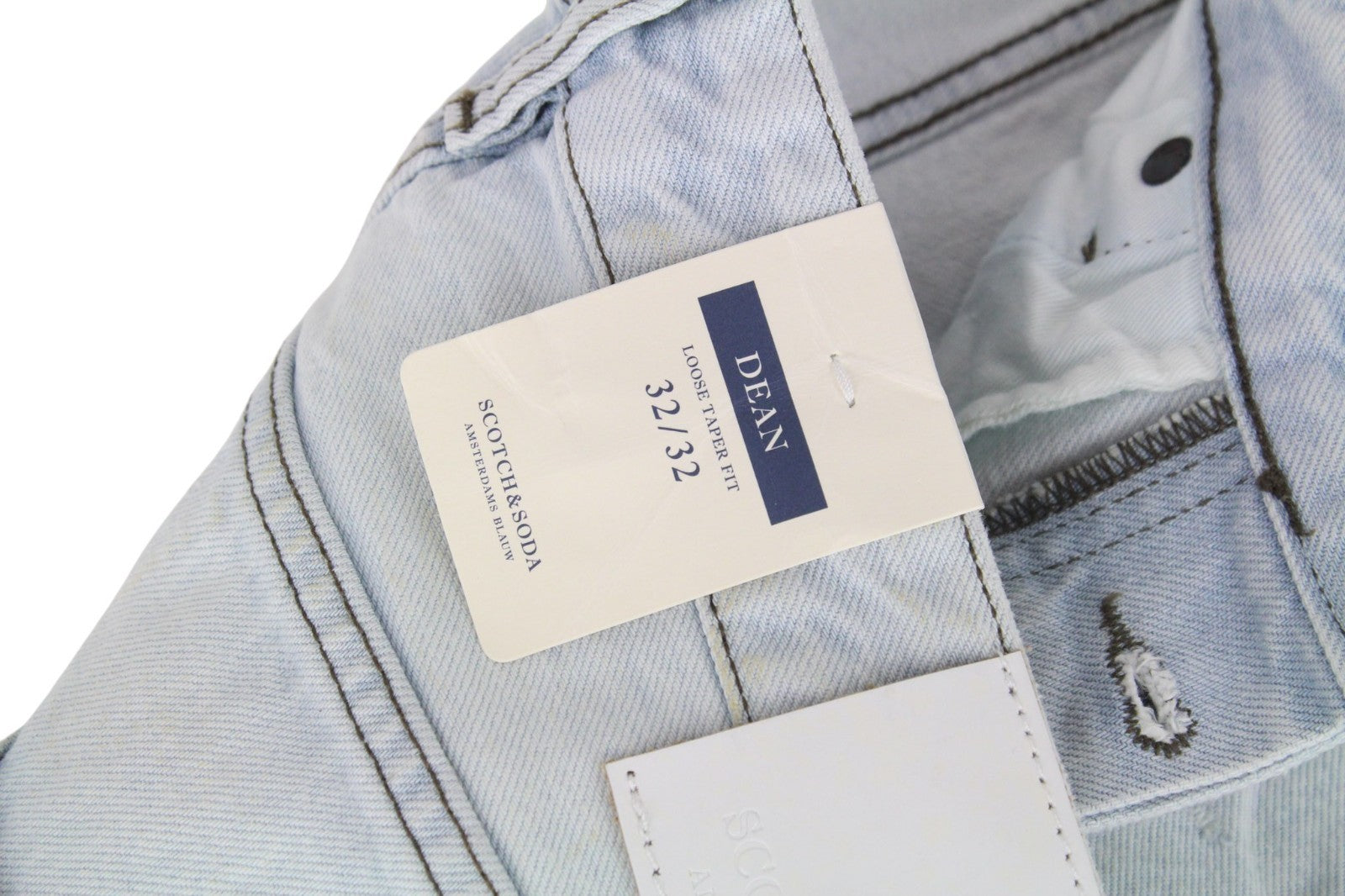 SCOTCH & SODA Dean Men Jeans W32/L32 Blue Stretch Distressed Loose Taper Fit