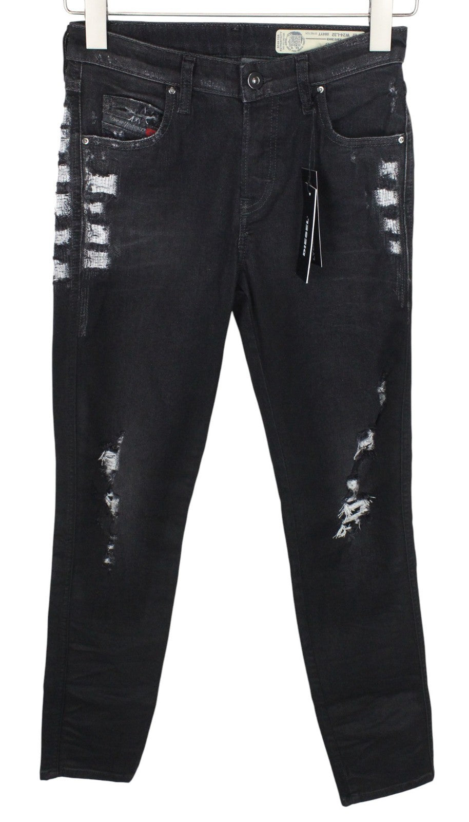 DIESEL Babhila 084YT Women Jeans W24/L32 Grey Stretch Slim Skinny Distress Girls