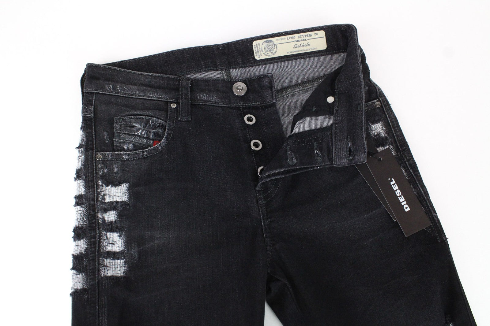 DIESEL Babhila 084YT Women Jeans W24/L32 Grey Stretch Slim Skinny Distress Girls
