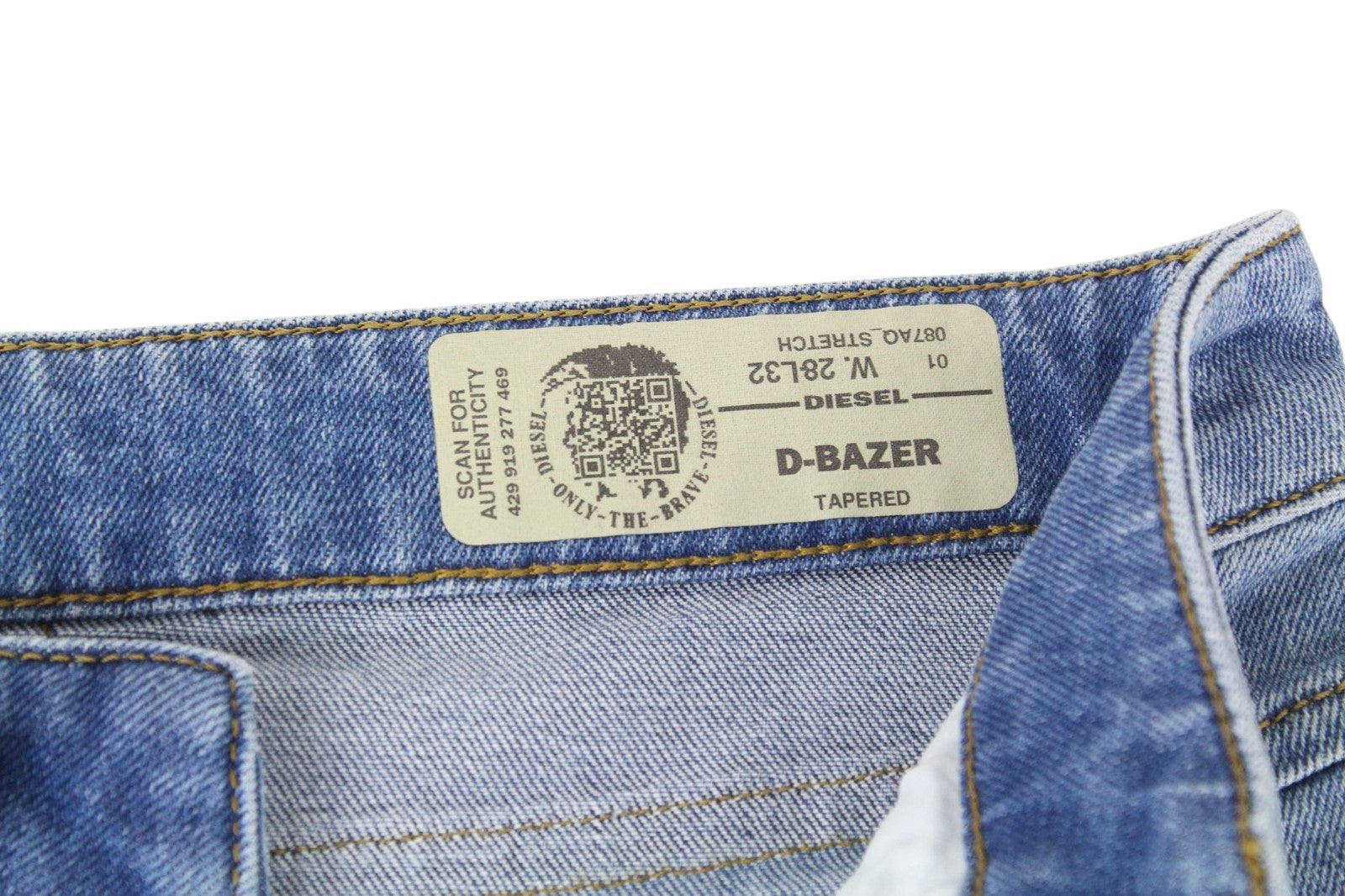DIESEL D-Bazer 087AQ Men Jeans W28/L32 Faded Blue Stretch Tapered Fit Buttoned