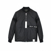 REPLAY Men Jacket S Black Bomber Classic Patched Lined Ribbed Henley Neckline