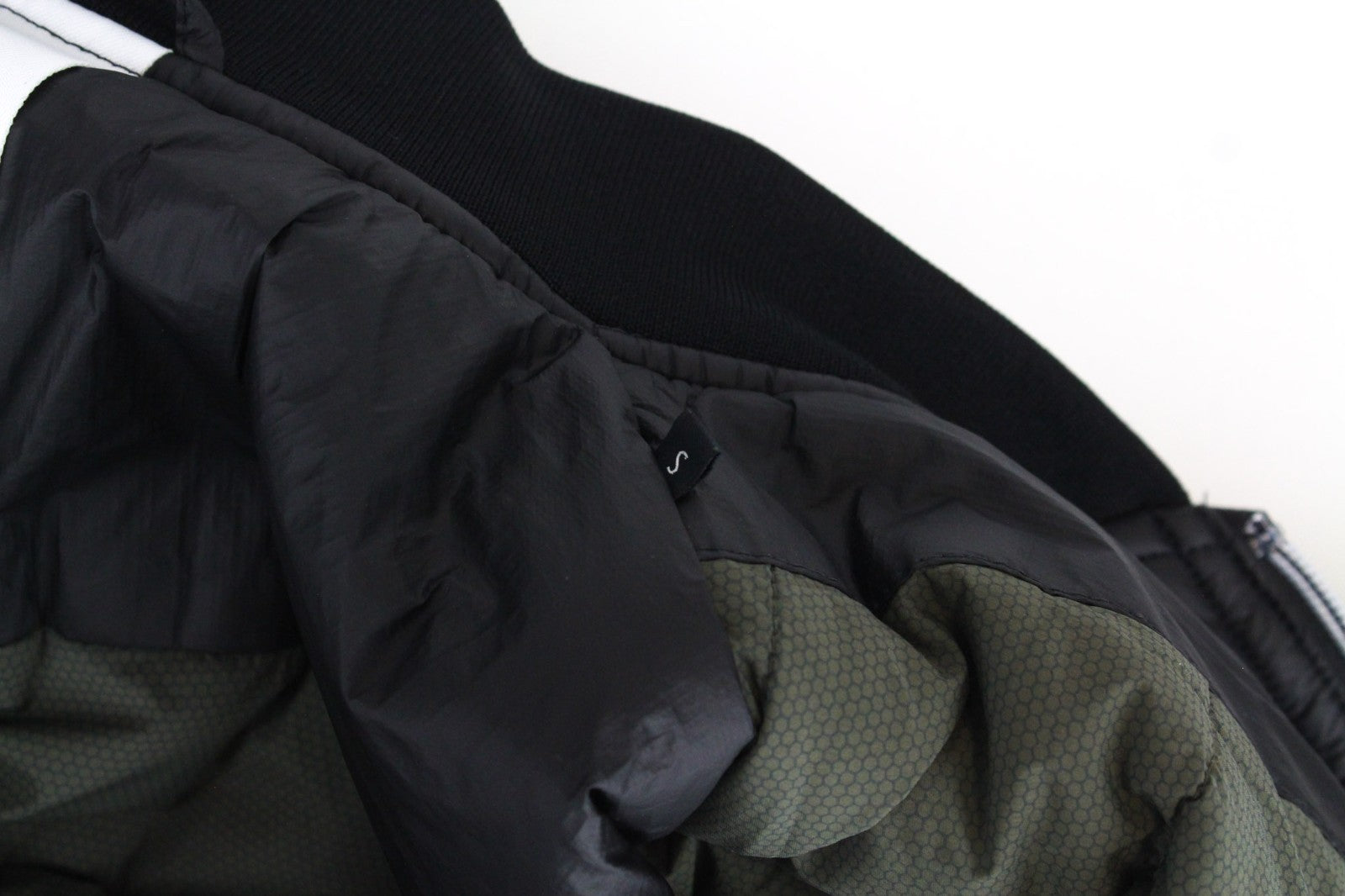 REPLAY Men Jacket S Black Bomber Classic Patched Lined Ribbed Henley Neckline