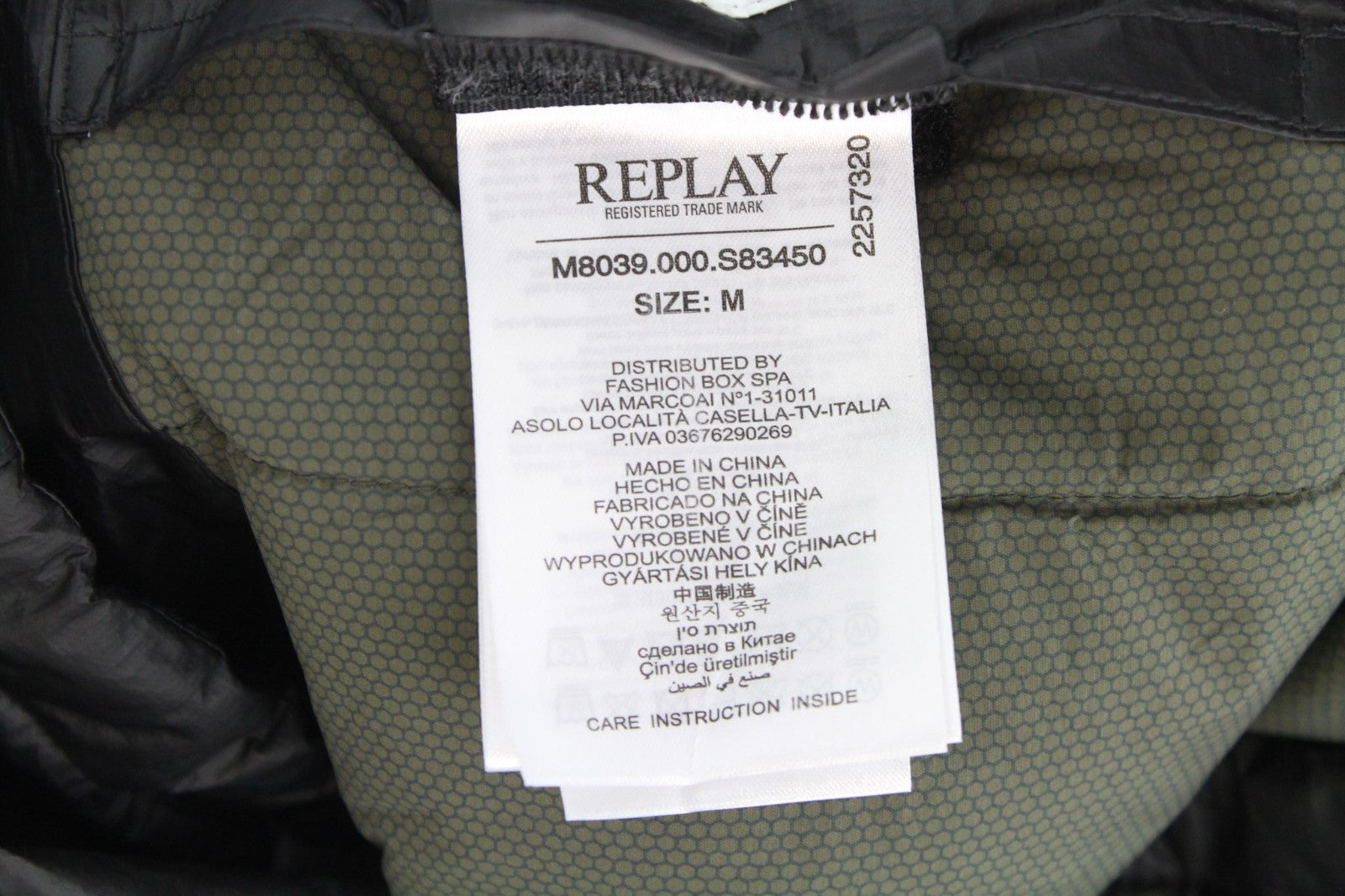 REPLAY Men Jacket M Ribbed Henley Neck Logo Patched Black Bomber Classic Lined