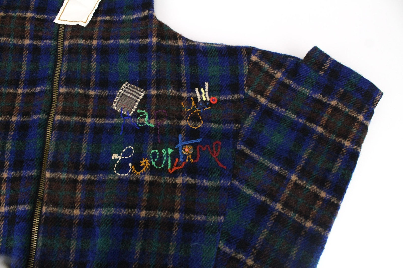 DESIGUAL Women Coat EU40 M Kimono Sleeve Blue Wool Blend Designer Tartan Check