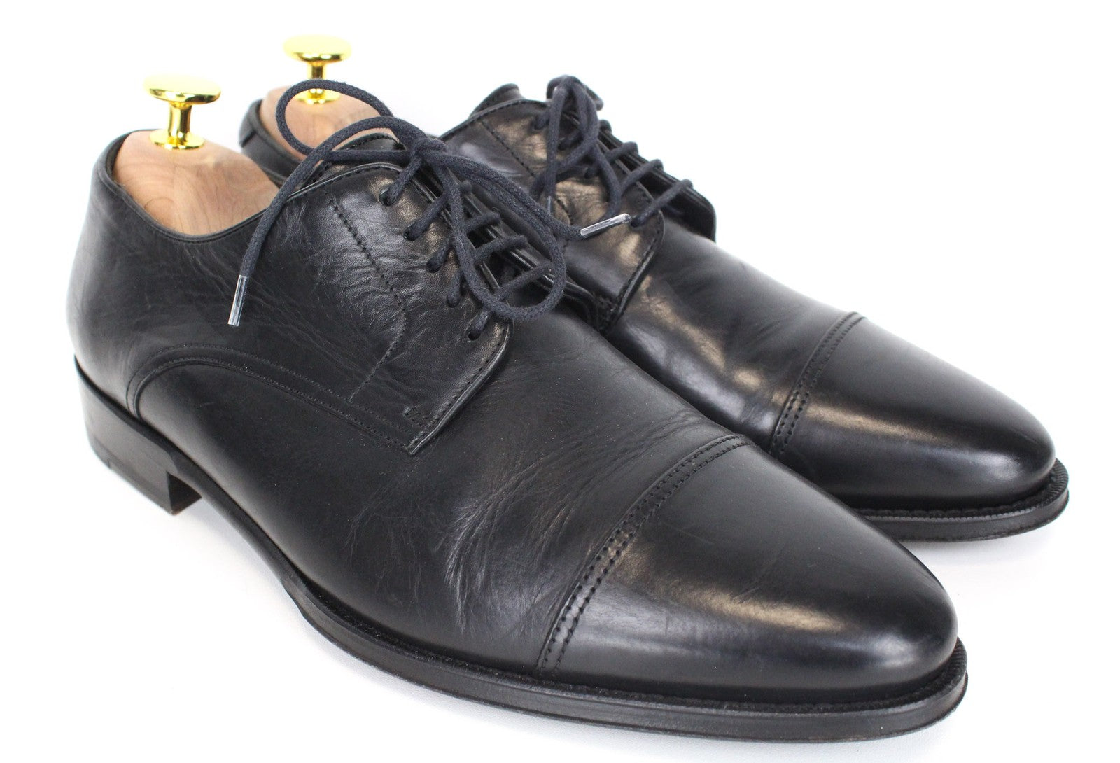 SUITSUPPLY Men Formal Shoes EU39 Blake-Stitched Derby Black Calf Leather Lace-Up