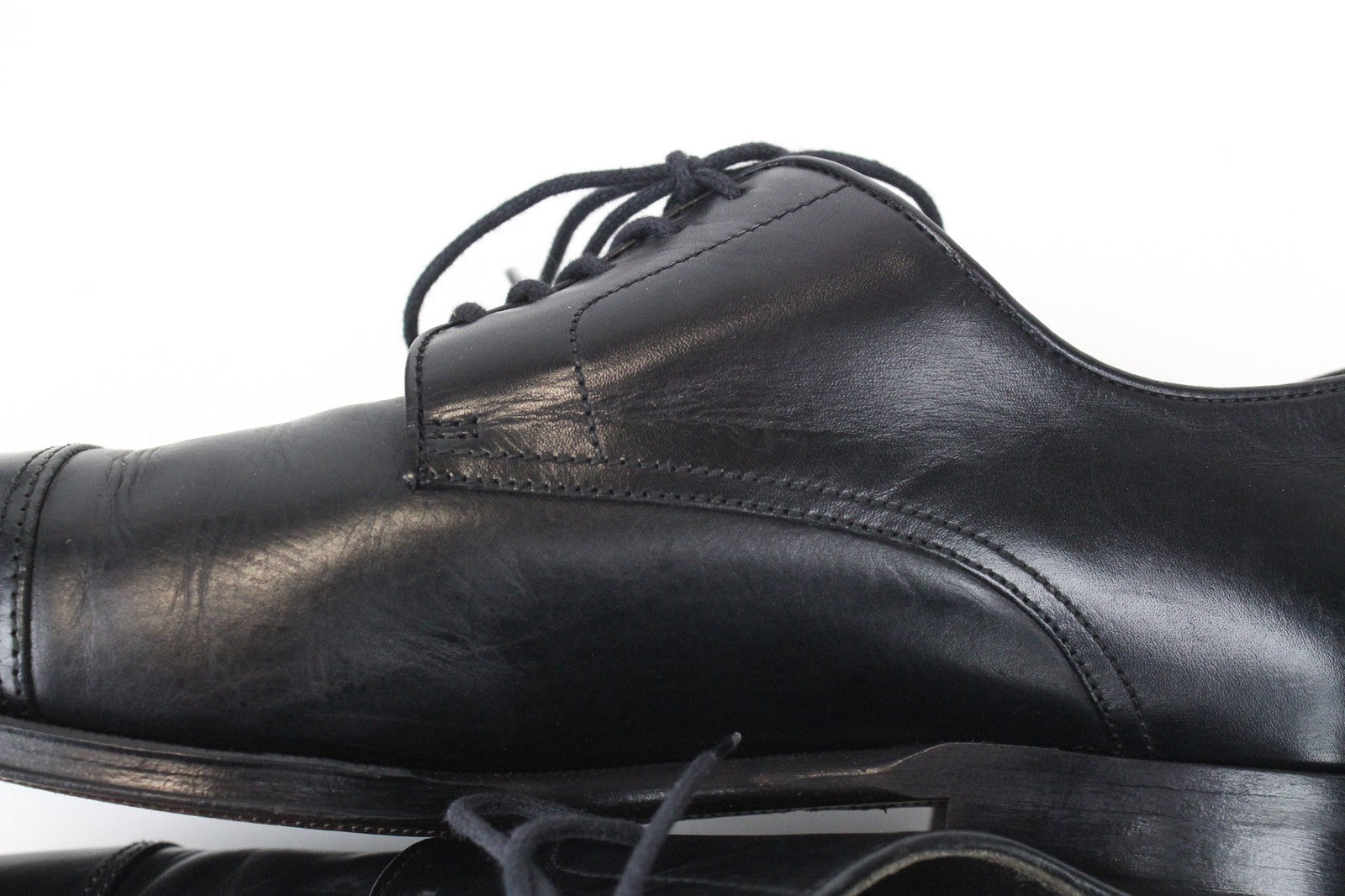 SUITSUPPLY Men Formal Shoes EU39 Blake-Stitched Derby Black Calf Leather Lace-Up