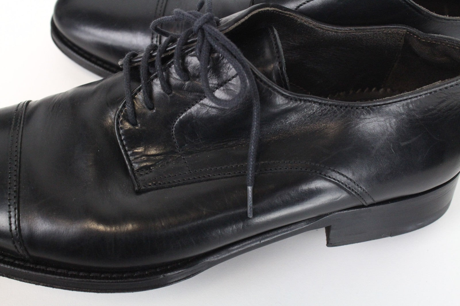 SUITSUPPLY Men Formal Shoes EU39 Blake-Stitched Derby Black Calf Leather Lace-Up
