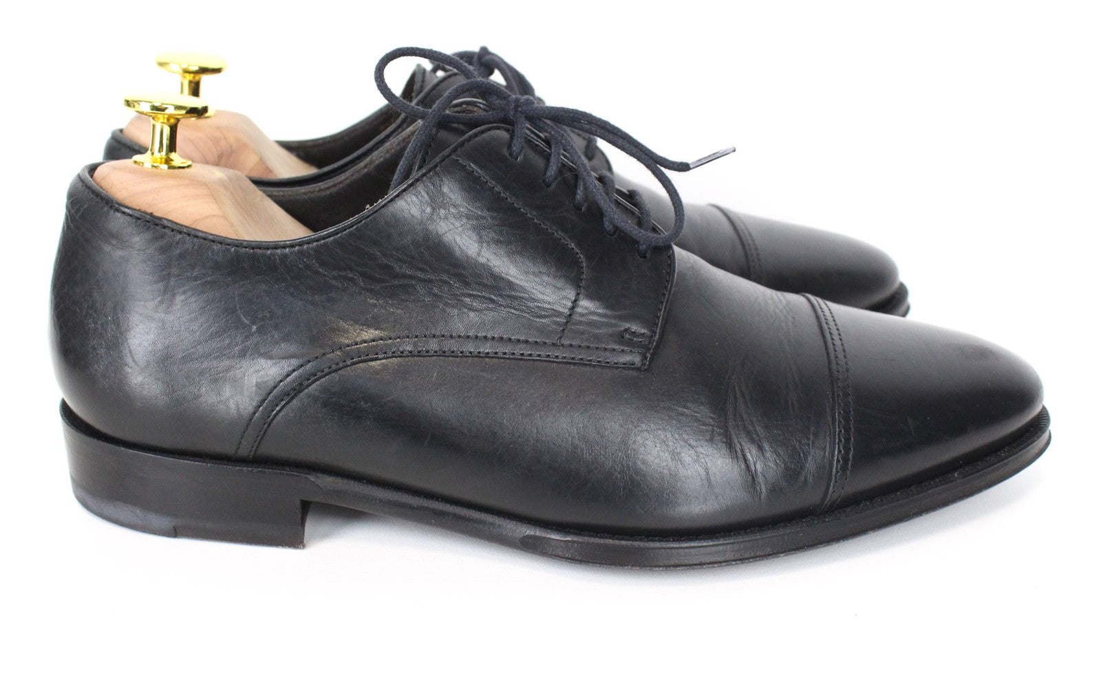 SUITSUPPLY Men Formal Shoes EU39 Blake-Stitched Derby Black Calf Leather Lace-Up