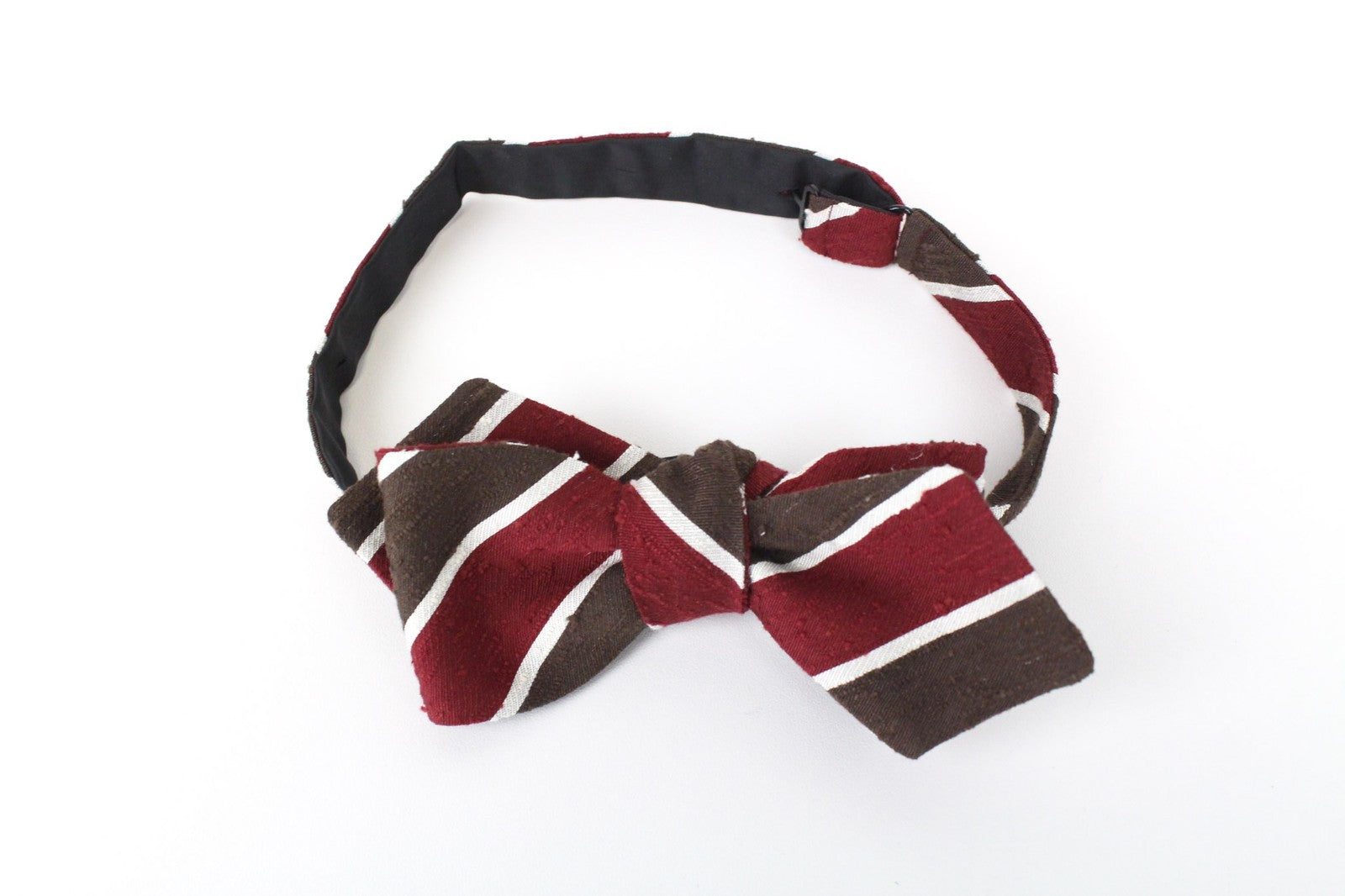 SUITSUPPLY Men Bowtie ~43 cm Red Brown Striped Pattern Pure Silk Classic Formal