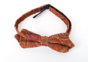 SUITSUPPLY Men Bowtie ~49 cm Orange Pure Cotton Patterned Butterfly Classic