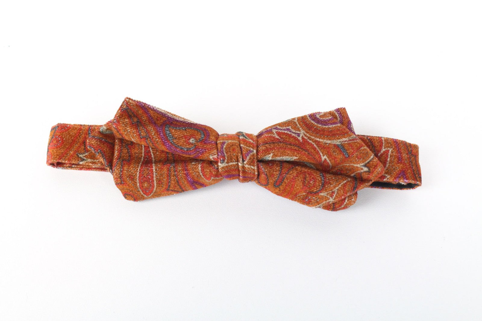 SUITSUPPLY Men Bowtie ~49 cm Orange Pure Cotton Patterned Butterfly Classic