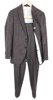 SUITSUPPLY La Spalla Men Suit UK30R Classic Lined Wool Silk Linen Brown 2 Piece