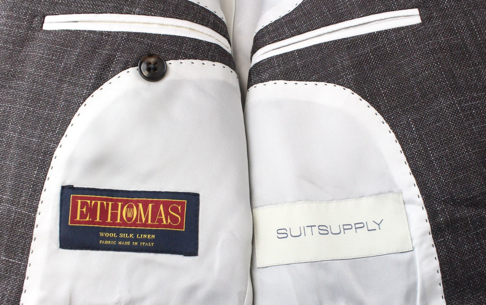 SUITSUPPLY La Spalla Men Suit UK30R Classic Lined Wool Silk Linen Brown 2 Piece