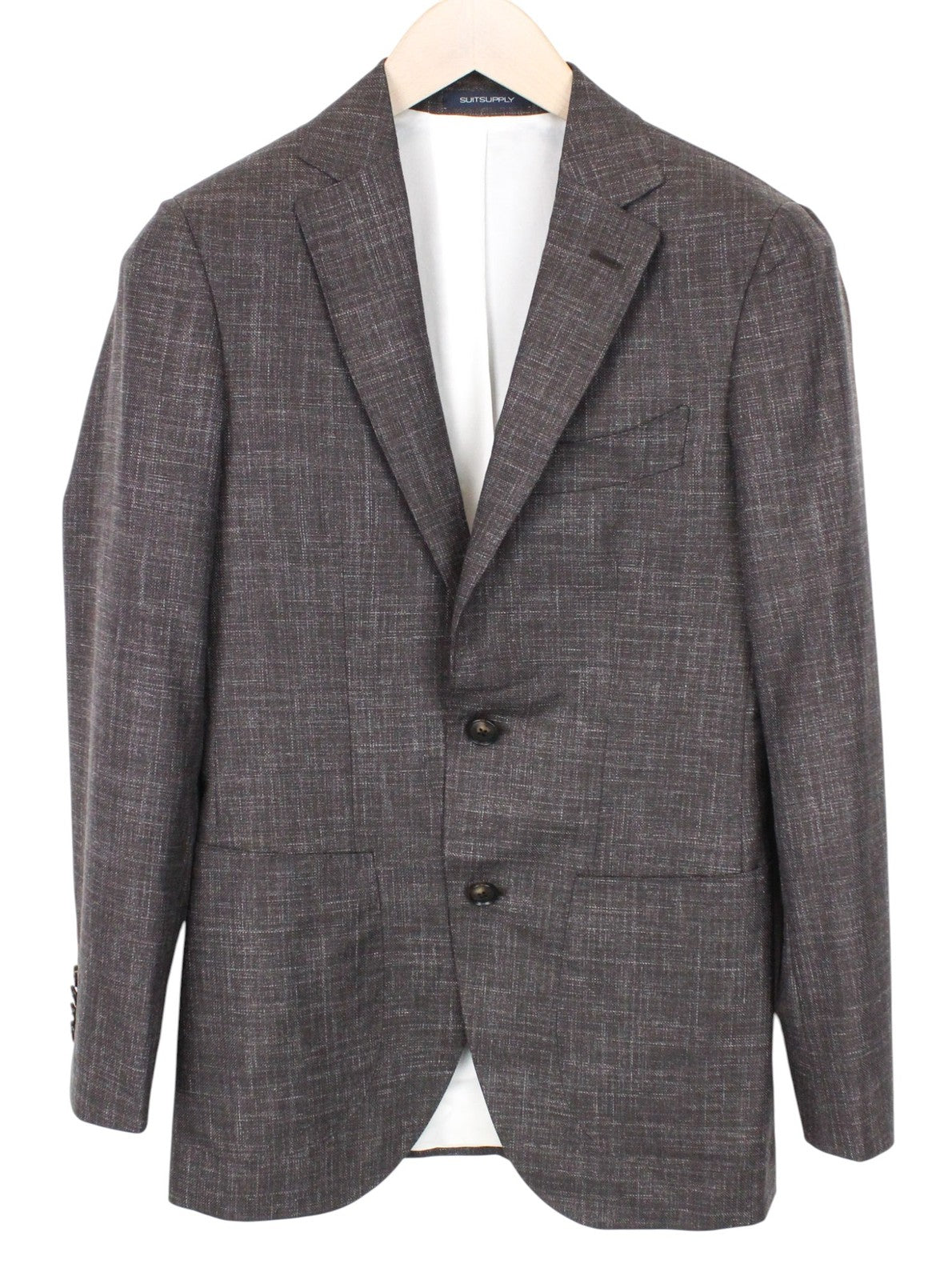 SUITSUPPLY La Spalla Men Suit UK30R Classic Lined Wool Silk Linen Brown 2 Piece