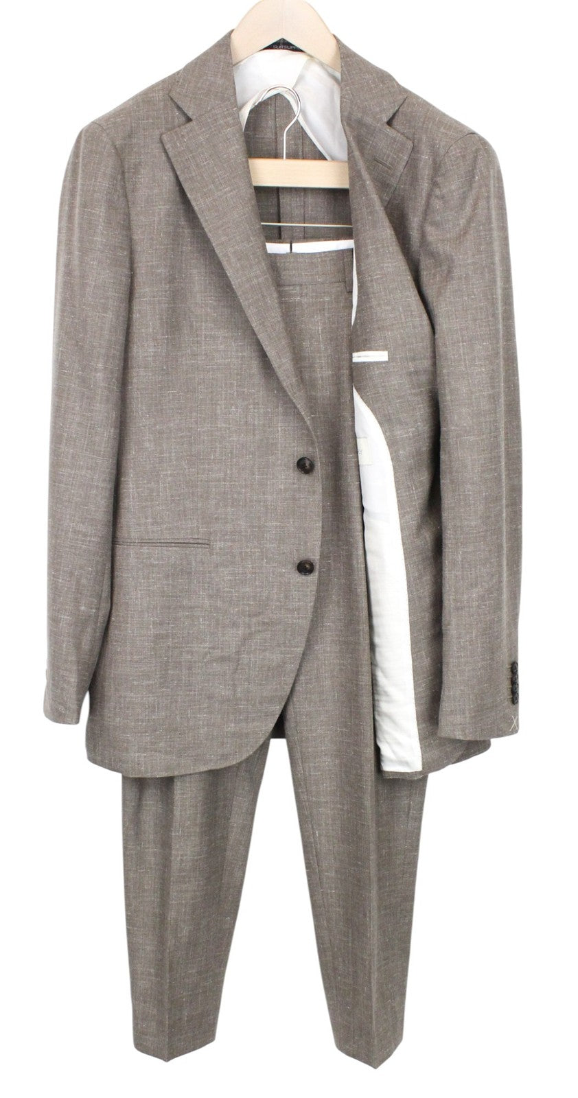 SUITSUPPLY La Spalla Men Suit UK44L Single-Breasted Wool Silk Linen Brown 2Piece
