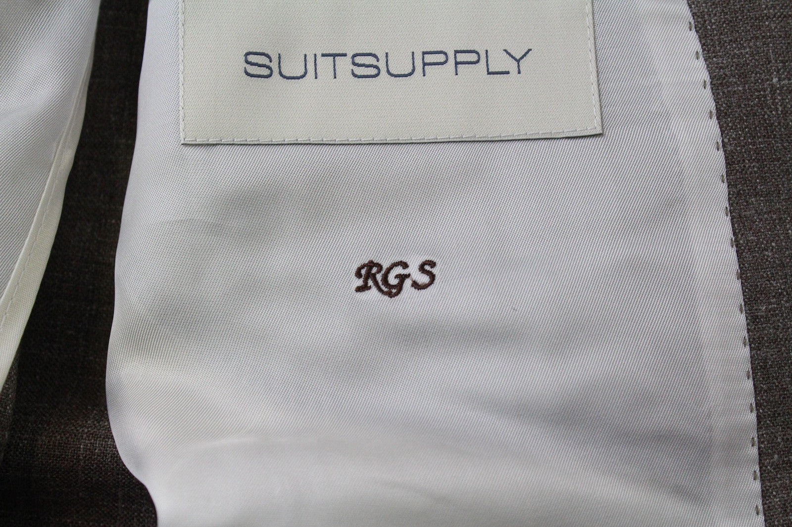 SUITSUPPLY La Spalla Men Suit UK44L Single-Breasted Wool Silk Linen Brown 2Piece