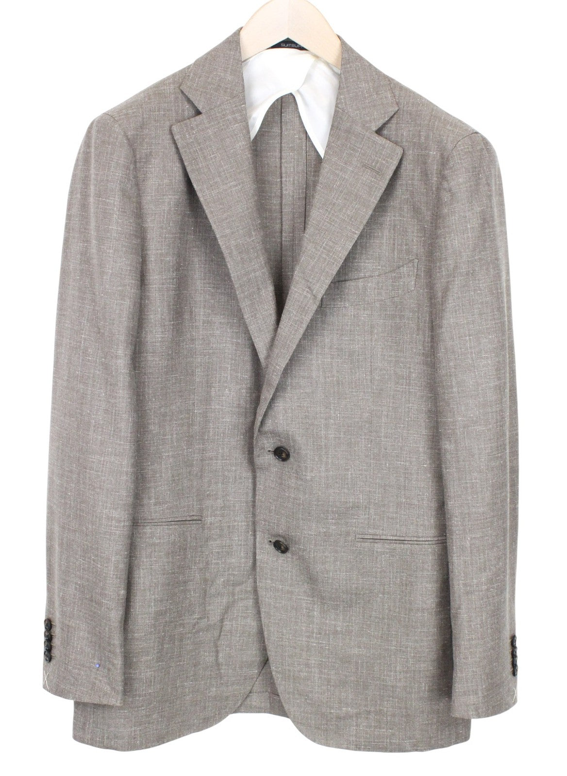 SUITSUPPLY La Spalla Men Suit UK44L Single-Breasted Wool Silk Linen Brown 2Piece