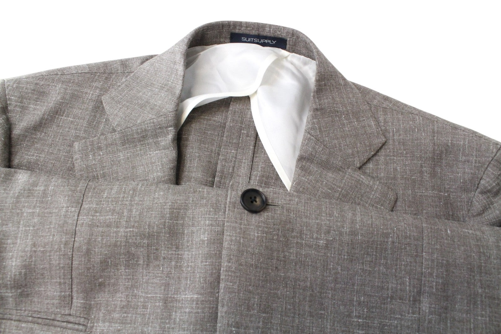 SUITSUPPLY La Spalla Men Suit UK44L Single-Breasted Wool Silk Linen Brown 2Piece