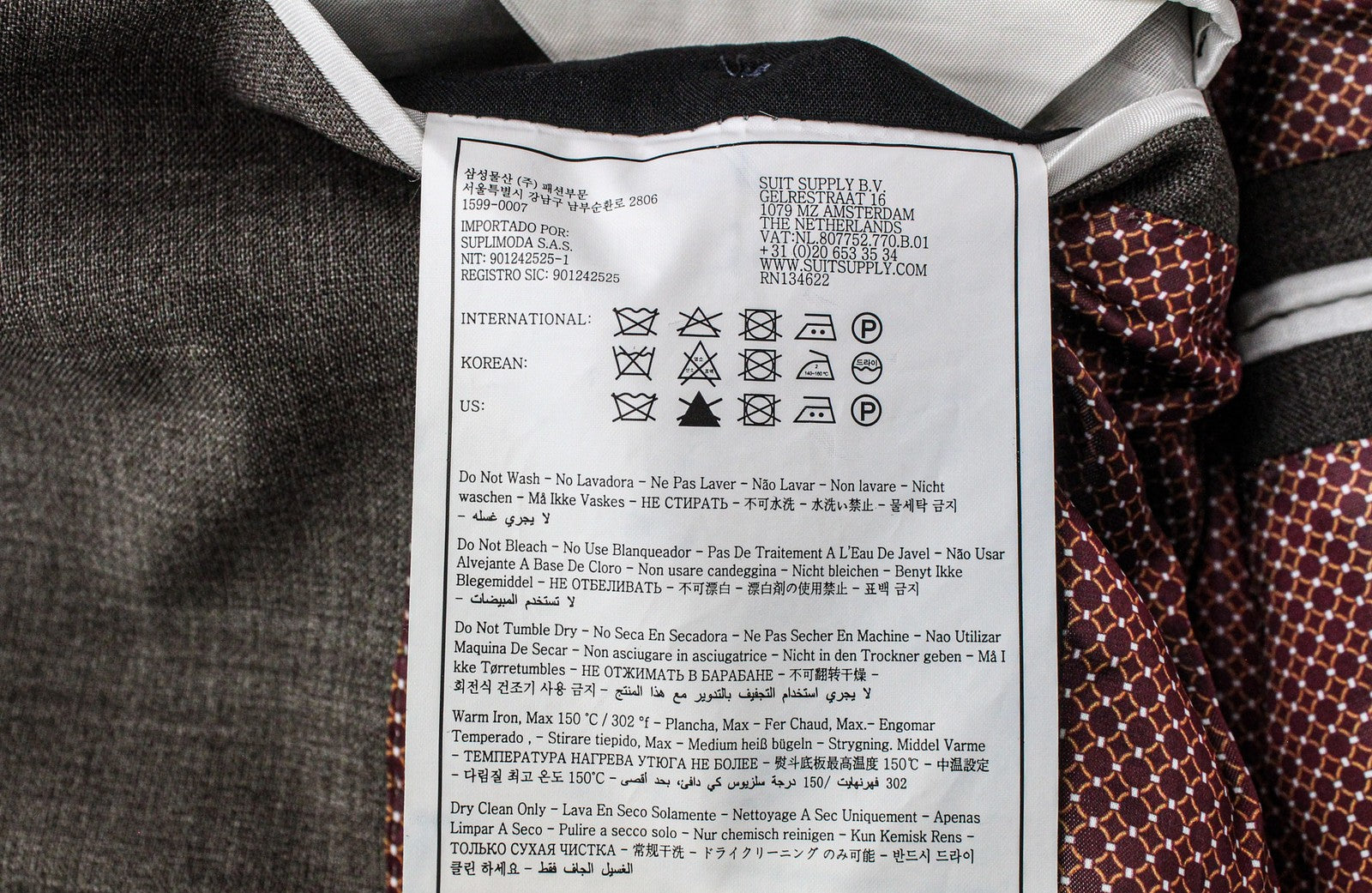 SUITSUPPLY La Spalla Men Suit UK40L Single-Breasted Pure Wool Brown 2 Piece