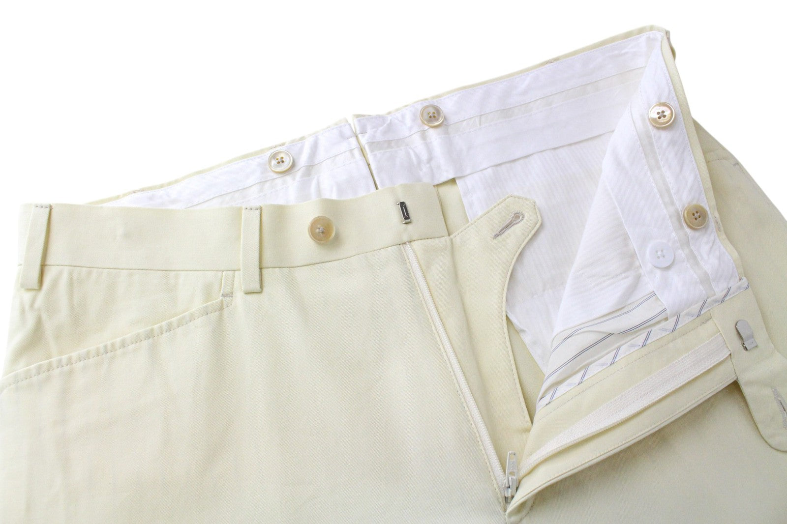 SUITSUPPLY La Spalla Men Suit UK38S Double-Breasted Cotton Light Yellow 2 Piece