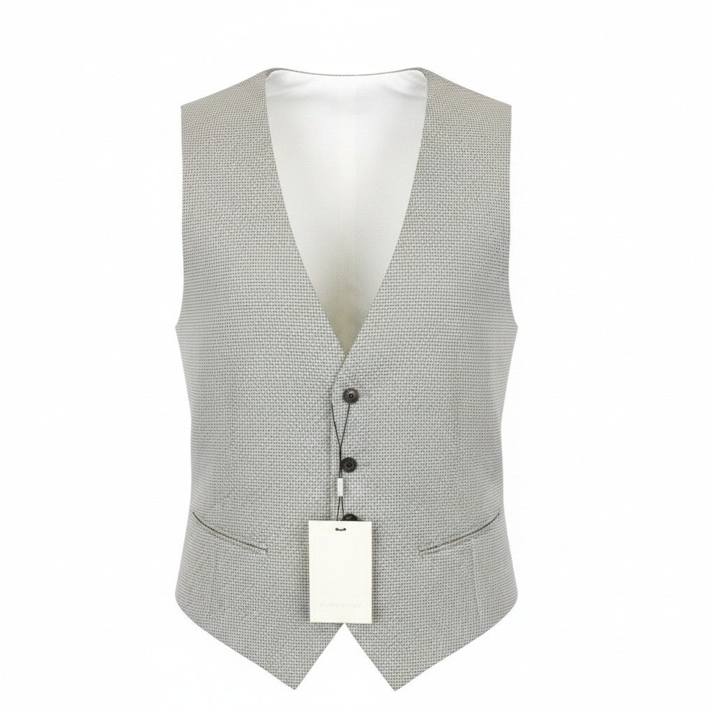 SUITSUPPLY Ferrara Men Waistcoat UK40R Green Wool Silk Linen Houndstooth Pattern