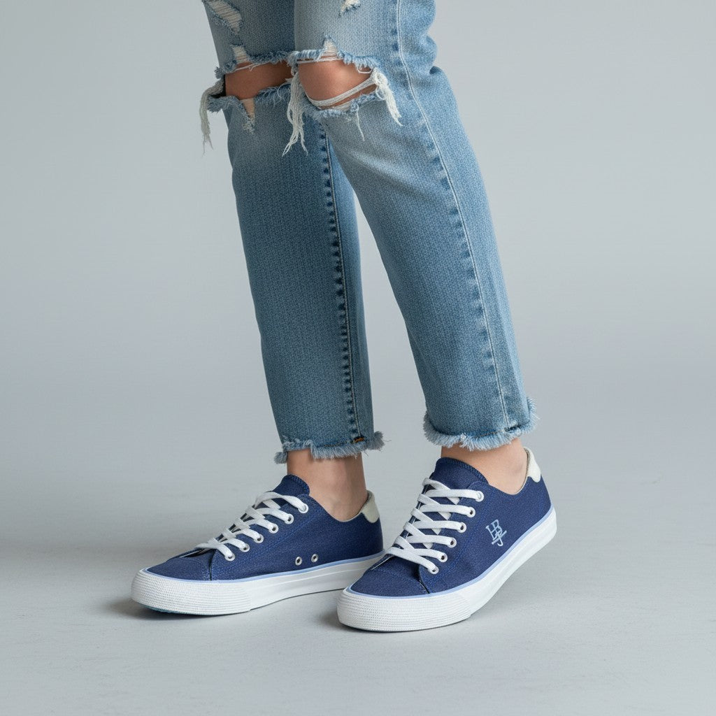 HARMONT & BLAINE Women Sneakers EU40 Blue Denim Low Top Almond Toe Unisex