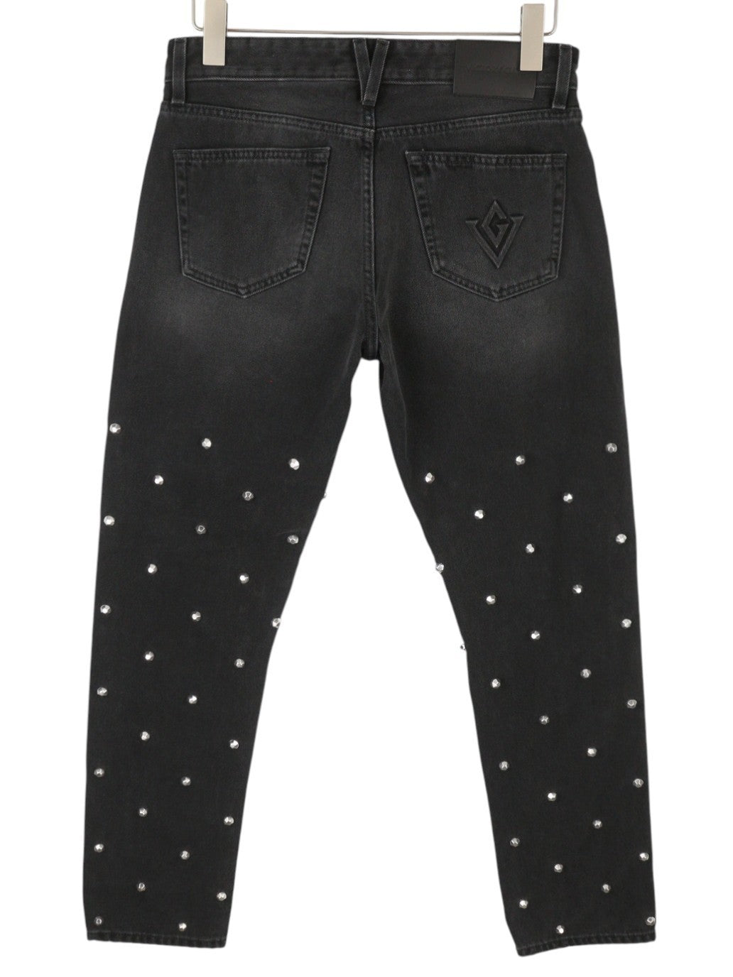 VICTORY GATE Men Jeans Regular Fit Black Collection Studs W29 Washed RRP650