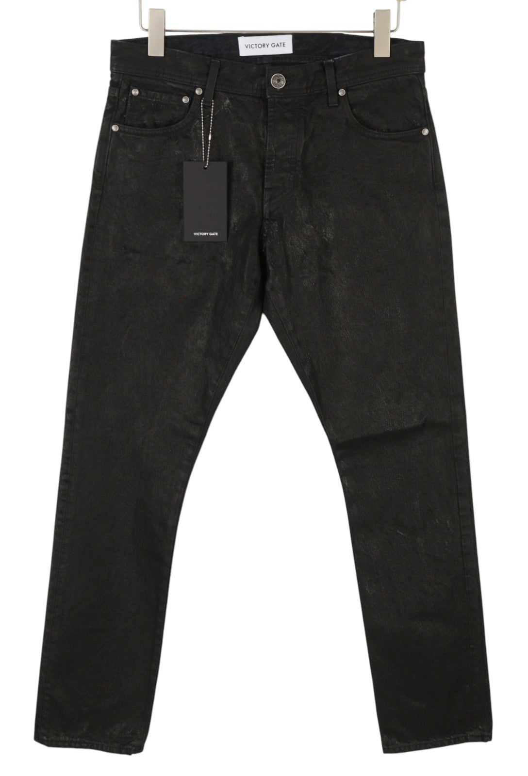 VICTORY GATE Men Jeans Slim Fit Black Collection Spalmato W31 Coated RRP790
