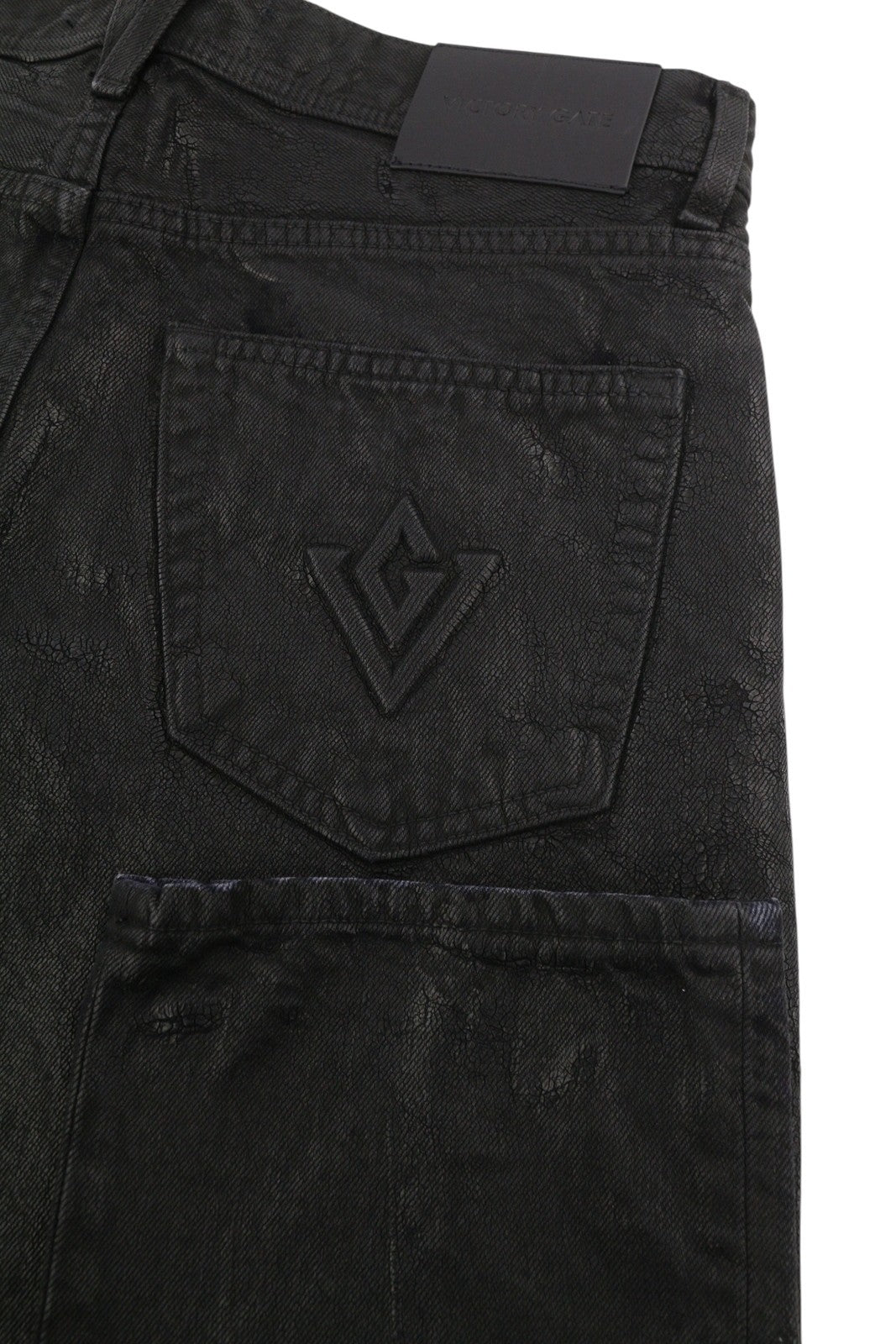 VICTORY GATE Men Jeans Slim Fit Black Collection Spalmato W34 Waxed RRP790