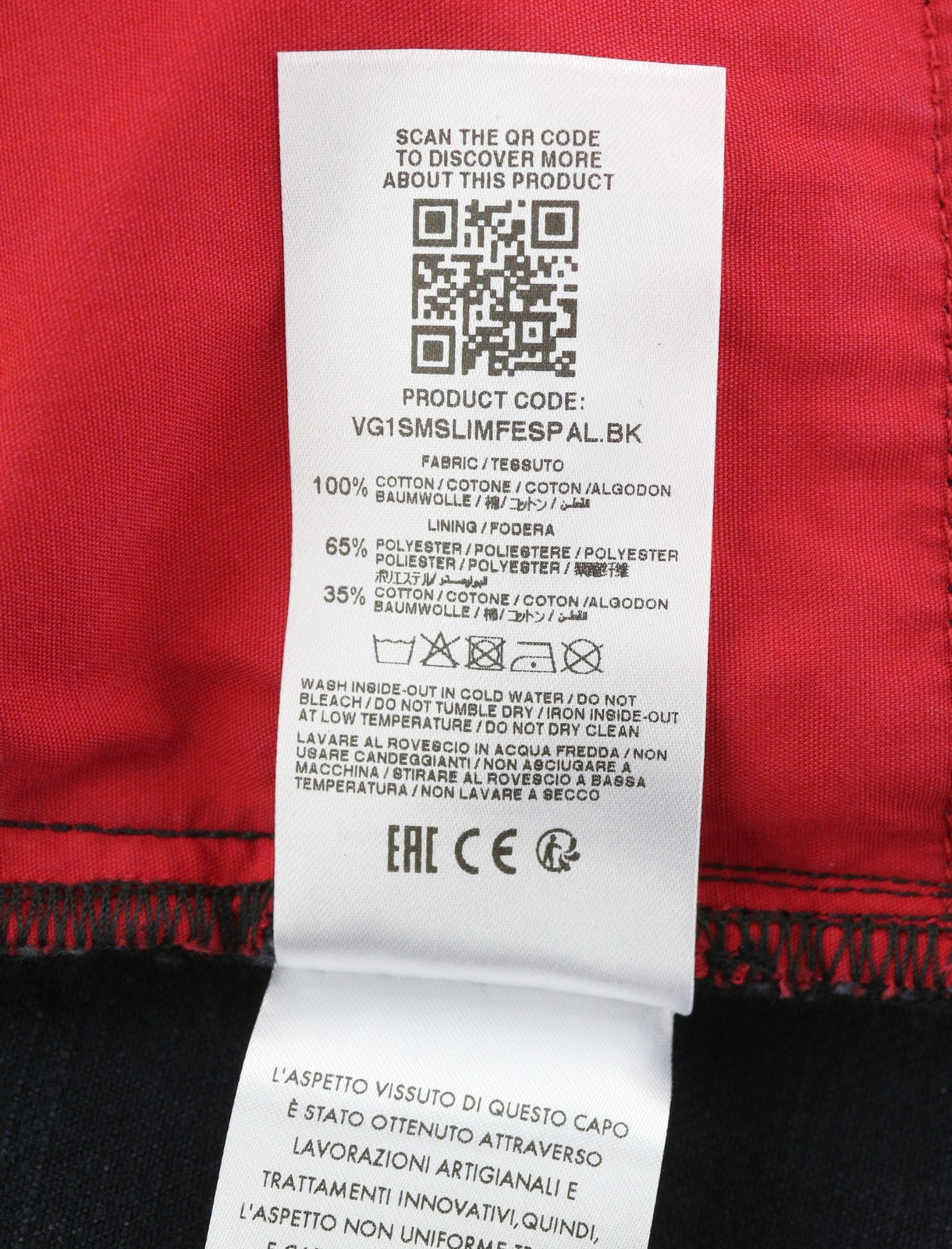 VICTORY GATE Men Jeans Slim Fit Black Collection Spalmato W34 Waxed RRP790