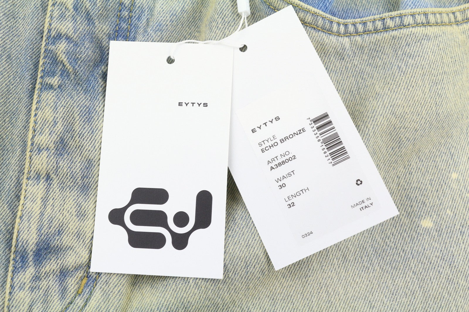 EYTYS Echo Bronze Ultra Baggy Women Jeans W30/L32 Worn Men Unisex RRP370