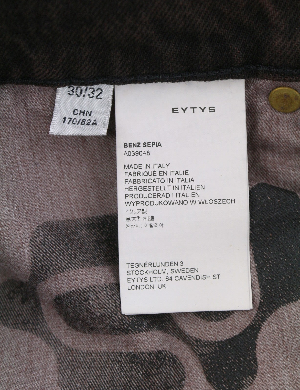 EYTYS Benz Sepia Baggy Fit Women Jeans W30/L32 Brown Washed Unisex RRP370