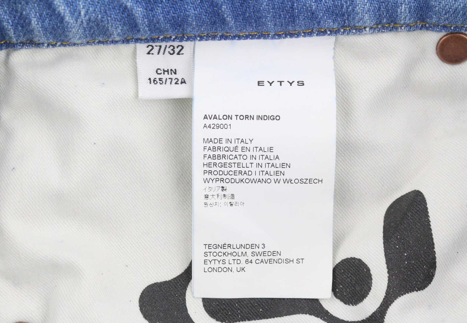 EYTYS Avalon Torn Indigo Cropped Bootcut Fit Women Jeans W27/L32 Washed RRP370