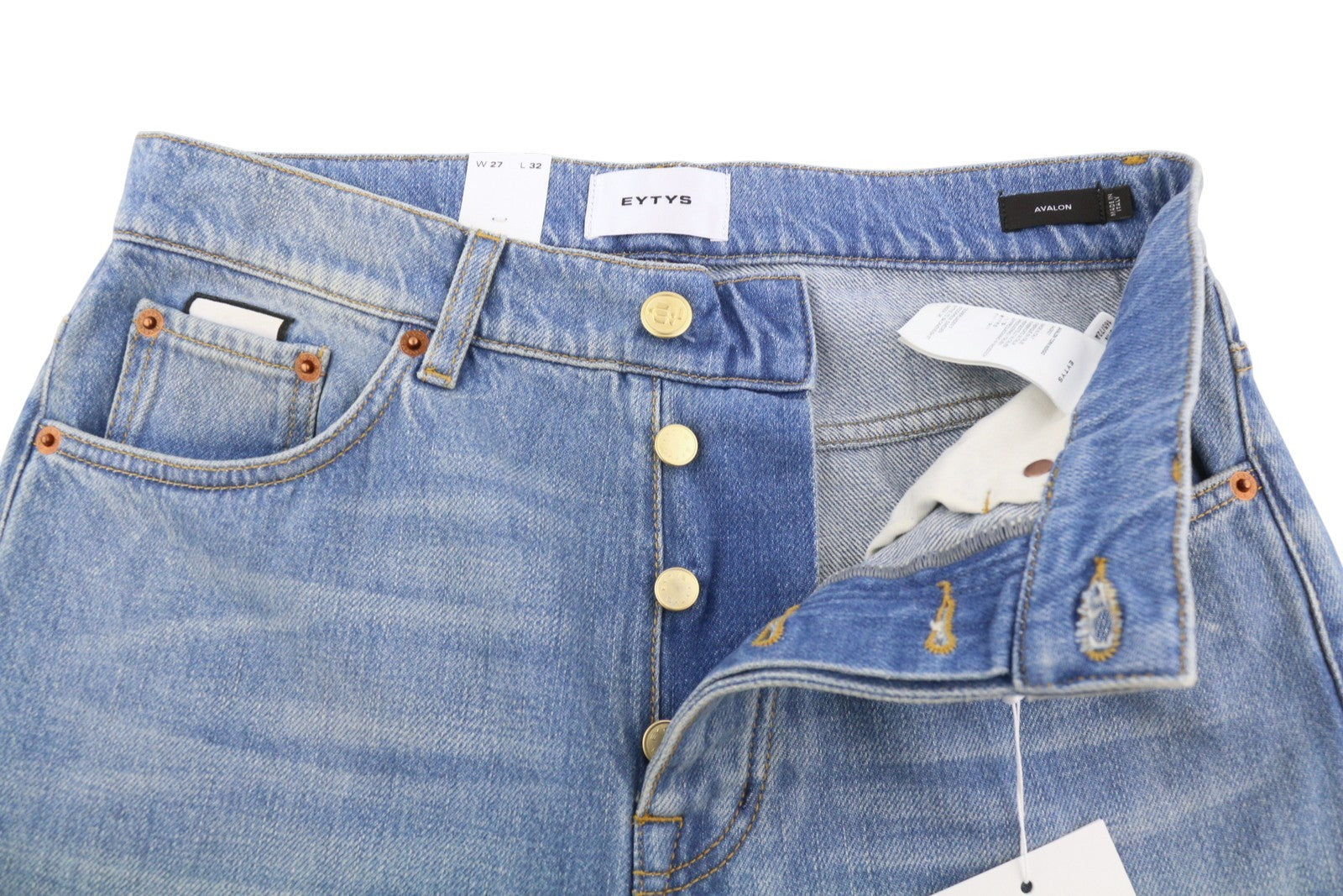 EYTYS Avalon Torn Indigo Cropped Bootcut Fit Women Jeans W27/L32 Washed RRP370