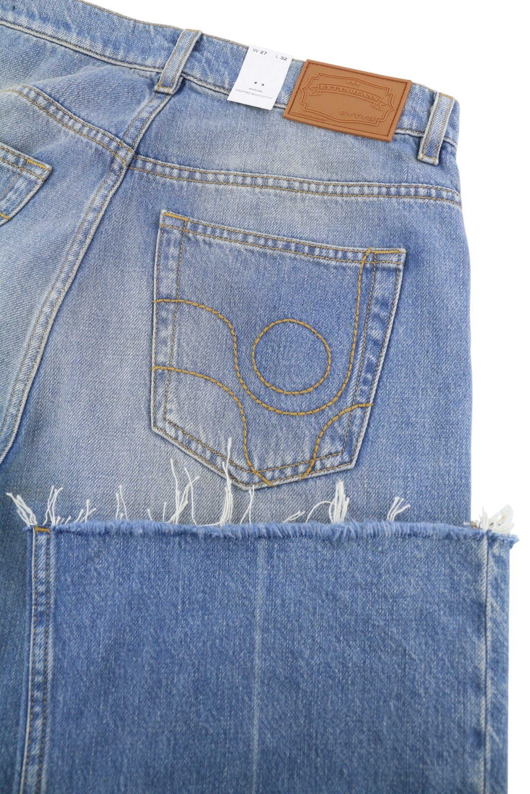 EYTYS Avalon Torn Indigo Cropped Bootcut Fit Women Jeans W27/L32 Washed RRP370