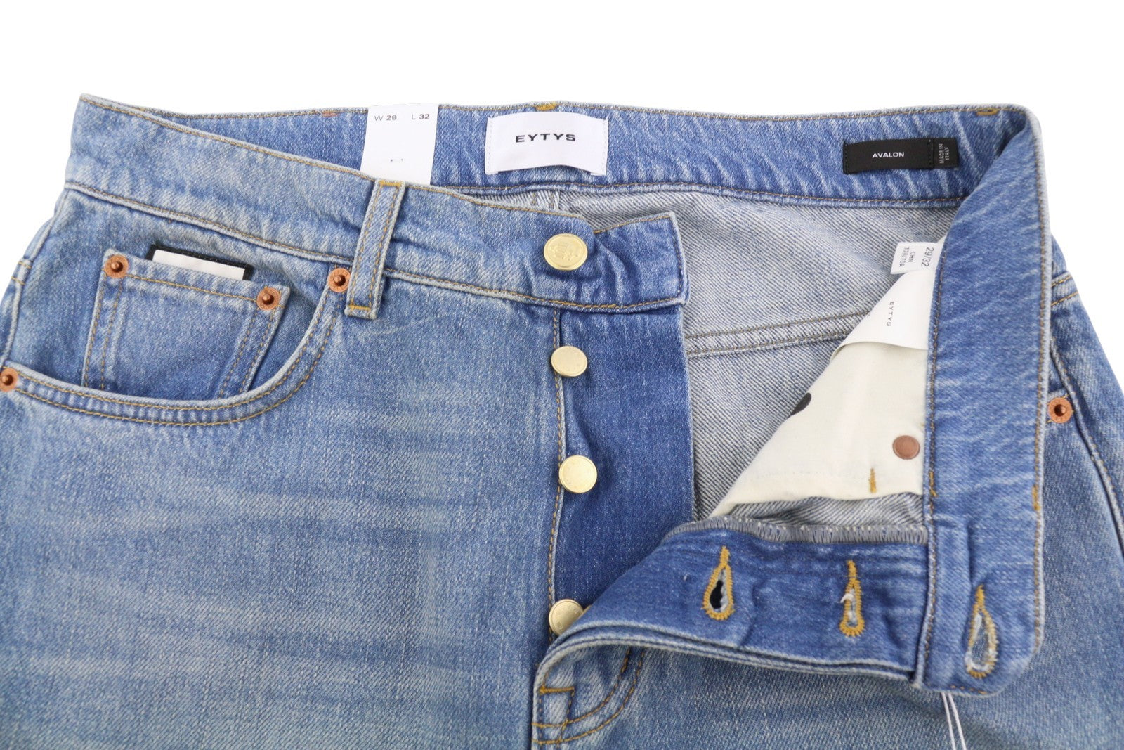 EYTYS Avalon Torn Indigo Cropped Bootcut Women Jeans W29/L32 Men Fit RRP370