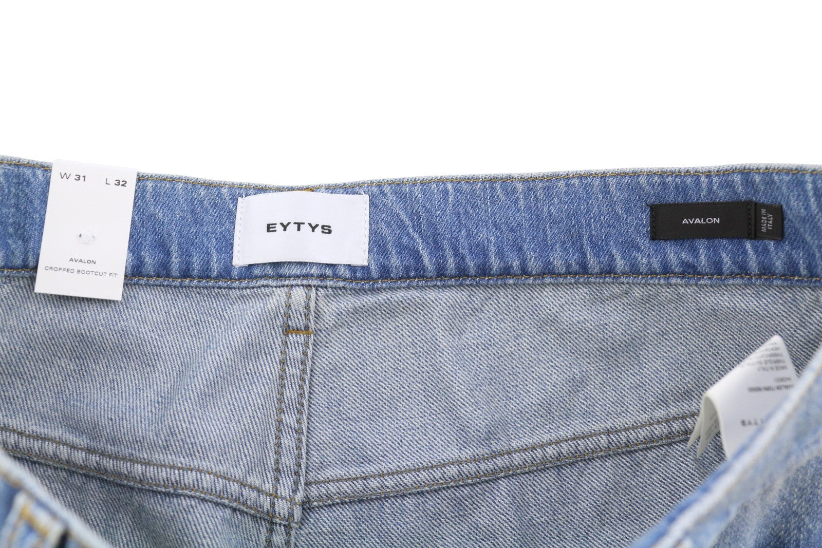 EYTYS Avalon Torn Indigo Cropped Bootcut Women Jeans W31/L32 Men Fit RRP370