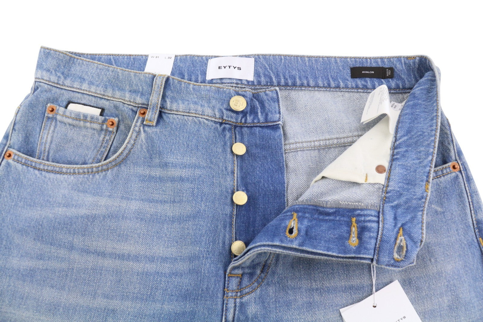 EYTYS Avalon Torn Indigo Cropped Bootcut Women Jeans W31/L32 Men Fit RRP370
