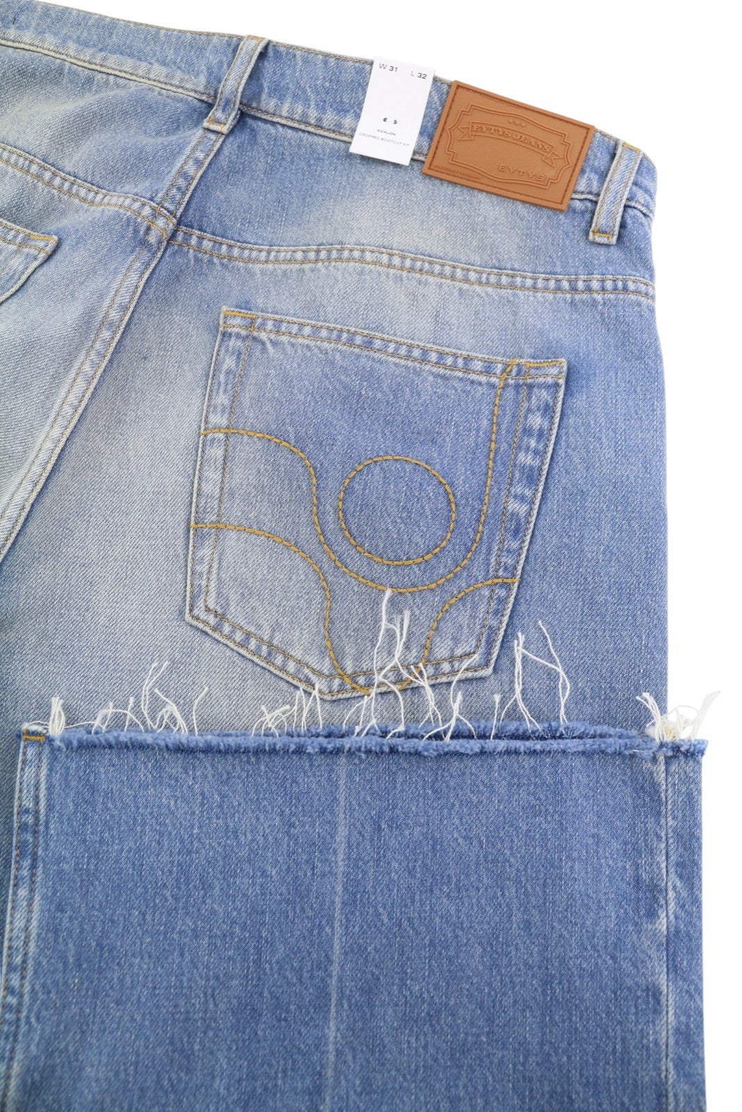 EYTYS Avalon Torn Indigo Cropped Bootcut Women Jeans W31/L32 Men Fit RRP370