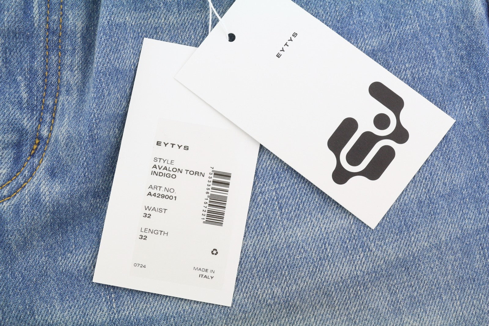 EYTYS Avalon Torn Indigo Cropped Bootcut Women Jeans W32/L32 Unisex RRP370