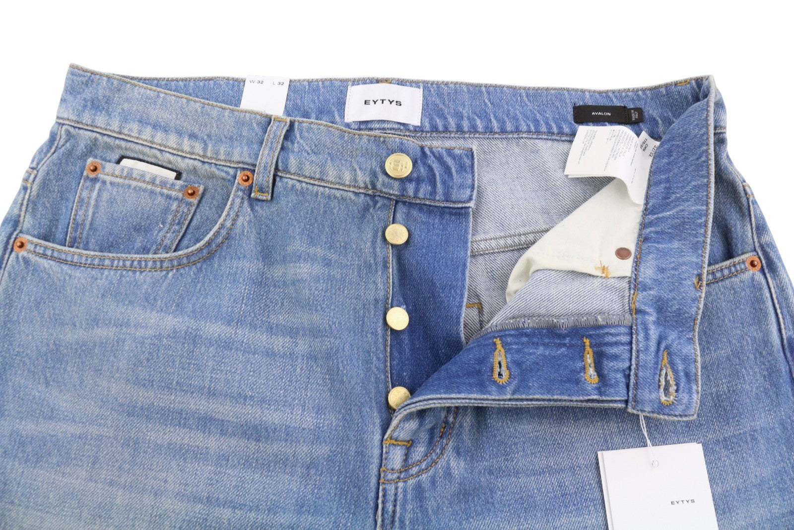 EYTYS Avalon Torn Indigo Cropped Bootcut Women Jeans W32/L32 Unisex RRP370